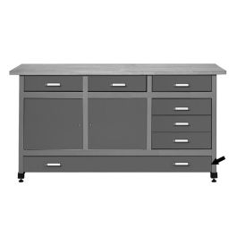Banco Da Lavoro Küpper 12037, 170x84x60 Cm, Piano In Faggio Massiccio 30 Mm, 4 Cassetti E Porta, Portata 300 Kg